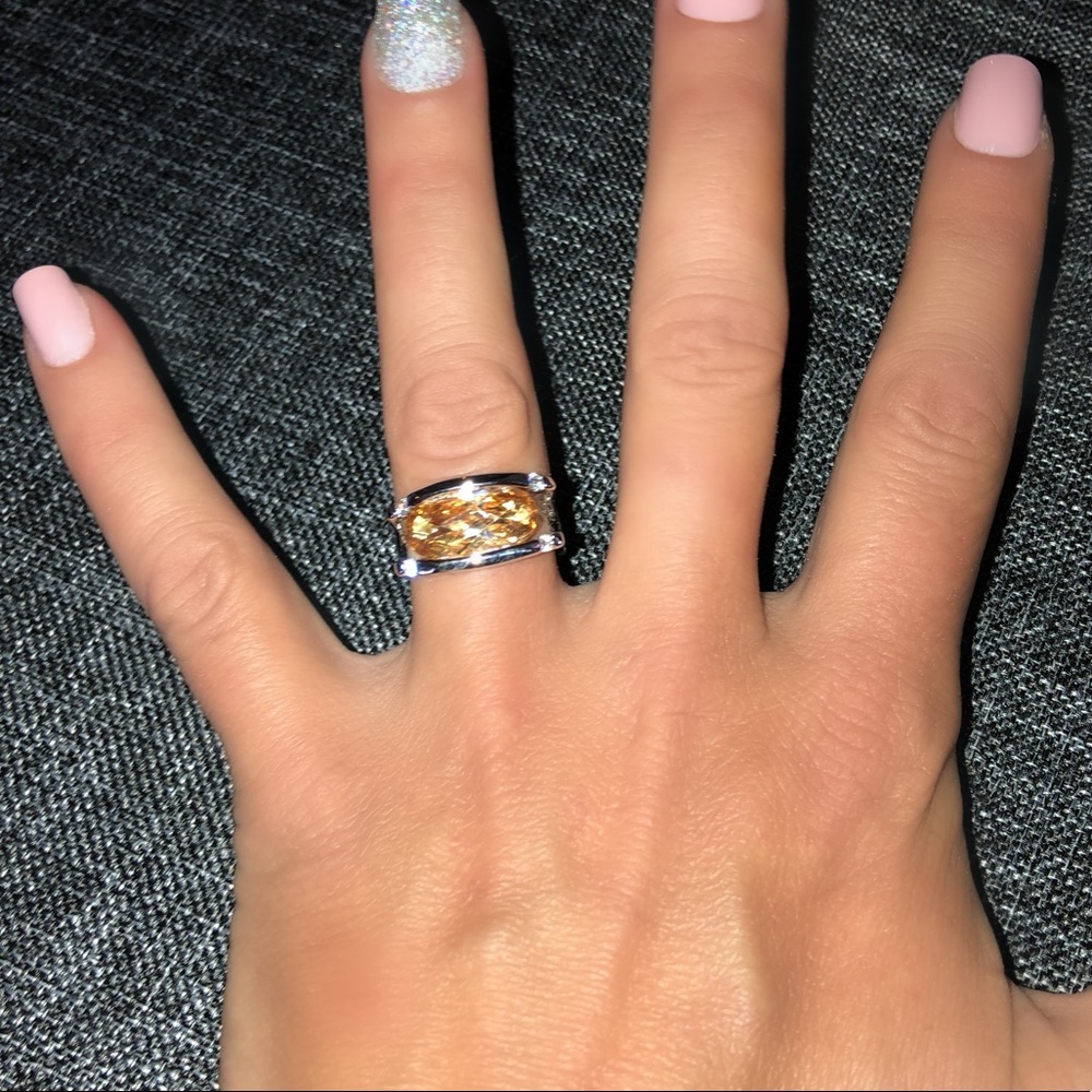 🆕925&18KGP Stamped 8mmX15mm Morganite Sz 7